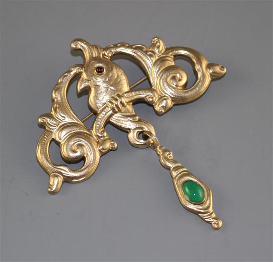 A 20th century Norwegian Thune 830S gilt white metal drop brooch,